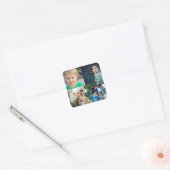Maak je eigen 4 foto collage vierkante sticker (Envelop)