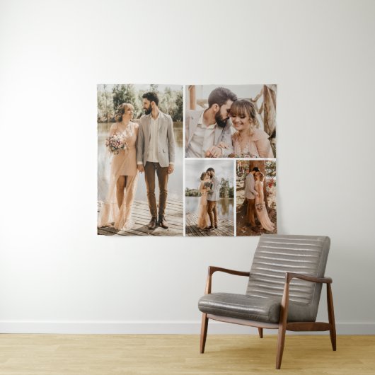 Maak Je Eigen 4 Foto Collage Wandkleed (In Situ (horizontaal))