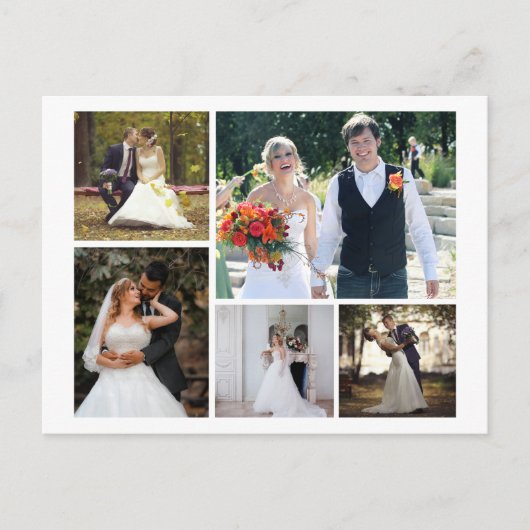 Maak Je Eigen 5 Foto Bruids Collage Briefkaart (Voorkant)