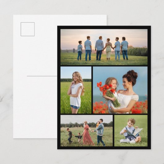 Maak Je Eigen 5 Foto Collage Briefkaart (Voorkant / Achterkant)