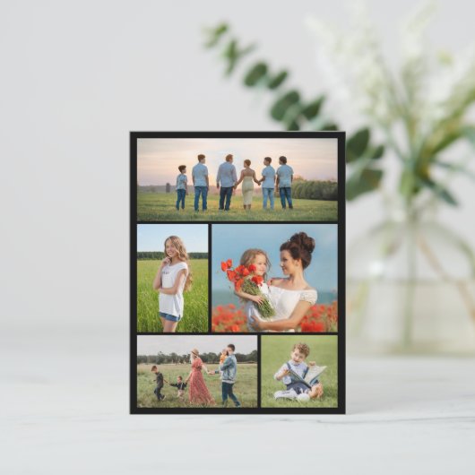 Maak Je Eigen 5 Foto Collage Briefkaart (Staand voorkant)