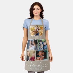 Maak Je Eigen 5 Foto Collage Familie Naam Beige Schort