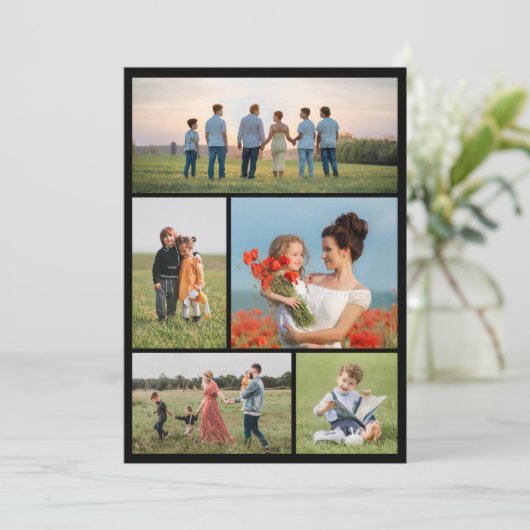 Maak Je Eigen 5 Foto Collage Kaart (Staand voorkant)