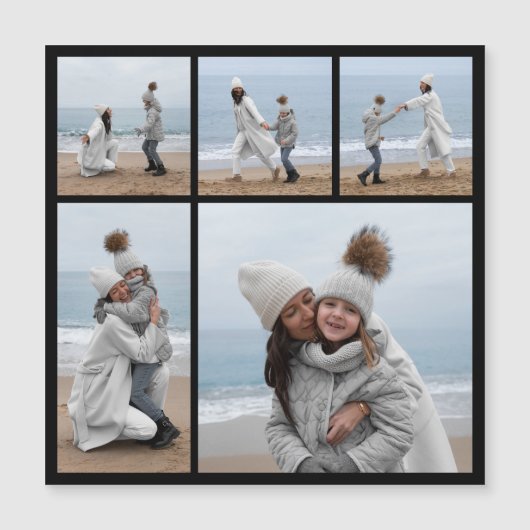 Maak Je Eigen 5 Foto Collage Magnetische Kaart (Voorkant)