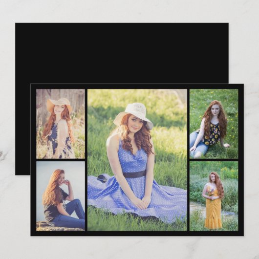 Maak Je Eigen 5 Foto Collage Notitiekaartje (Voorkant / Achterkant)