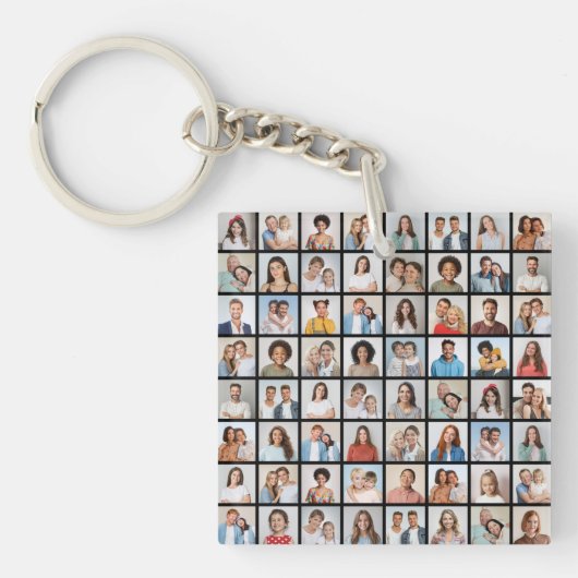 Maak Je Eigen 64 Foto Collage Sleutelhanger (Voorkant)