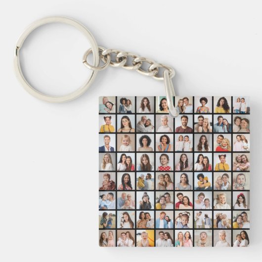 Maak Je Eigen 64 Foto Collage Sleutelhanger (Voorkant)