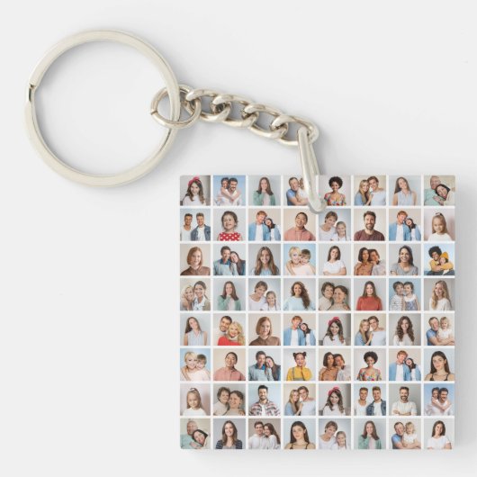 Maak Je Eigen 64 Foto Collage Sleutelhanger (Voorkant)