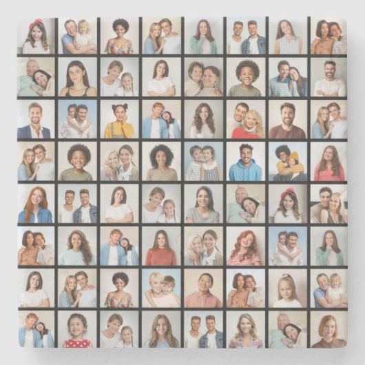 Maak Je Eigen 64 Foto Collage Stenen Onderzetter (Voorkant)