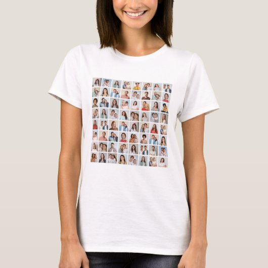 Maak Je Eigen 64 Foto Collage T-shirt (Voorkant)