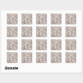 Maak Je Eigen 64 Foto Collage Vierkante Sticker (Vel)