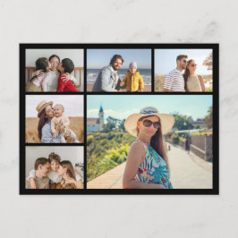 Maak je eigen 6 foto collage bewerkbare kleur briefkaart