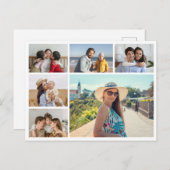 Maak je eigen 6 foto collage bewerkbare kleur briefkaart (Voorkant / Achterkant)