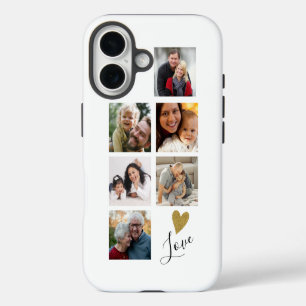 Maak je eigen 6 foto collage familie liefde iPhone 16 hoesje