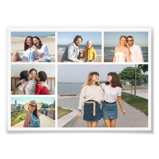 Maak Je Eigen 6 Foto Collage Foto Vergroting Afdruk (Voorkant)