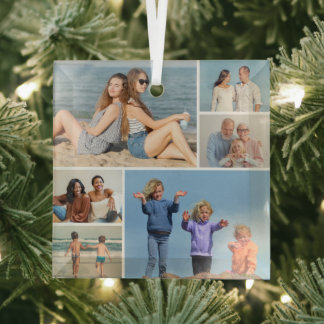 Maak Je Eigen 6 Foto Collage Glas Ornament