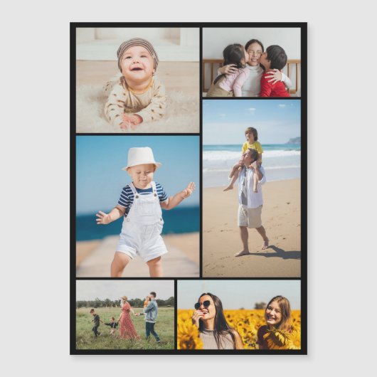 Maak Je Eigen 6 Foto Collage Magnetische Kaart (Voorkant)