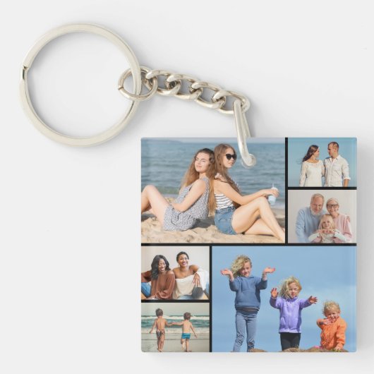 Maak Je Eigen 6 Foto Collage Sleutelhanger (voorkant)