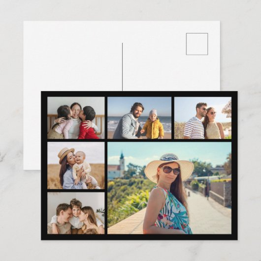 Maak je eigen 6 foto collage te bewerken kleur briefkaart (Voorkant / Achterkant)