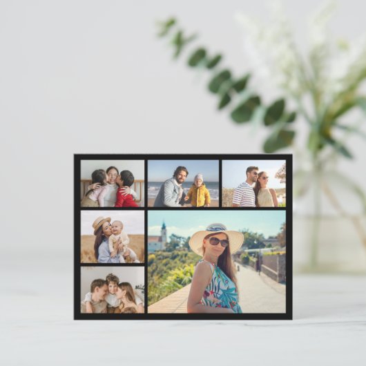 Maak je eigen 6 foto collage te bewerken kleur briefkaart (Staand voorkant)