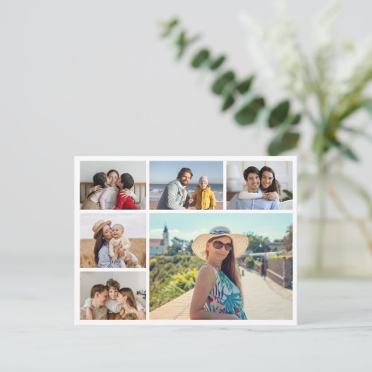 Maak je eigen 6 foto collage te bewerken kleur briefkaart (Staand voorkant)