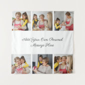 Maak je eigen 6 foto collage Voeg je groet toe Wandkleed (Voorkant)