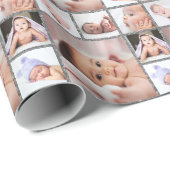 Maak Je Eigen 6 Foto Collage Zilver Glitter Cadeaupapier (Rol Hoek)