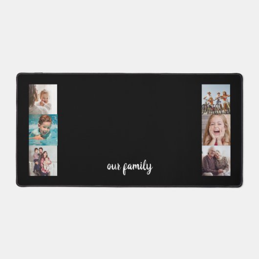 Maak je eigen 6 foto familie collage bureaumat (Voorkant)