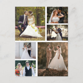 Maak je eigen 6 foto's trouwcollage briefkaart