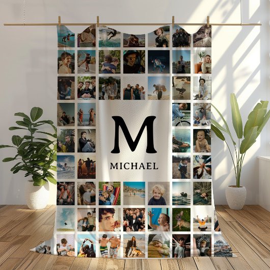 Maak je eigen 72 foto collage monogram fleece deken