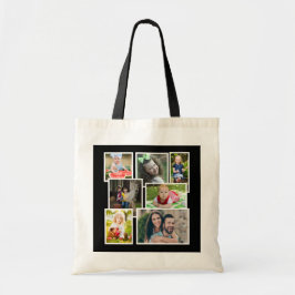 Maak je eigen 7 familiefoto collage Zwart Tote Bag