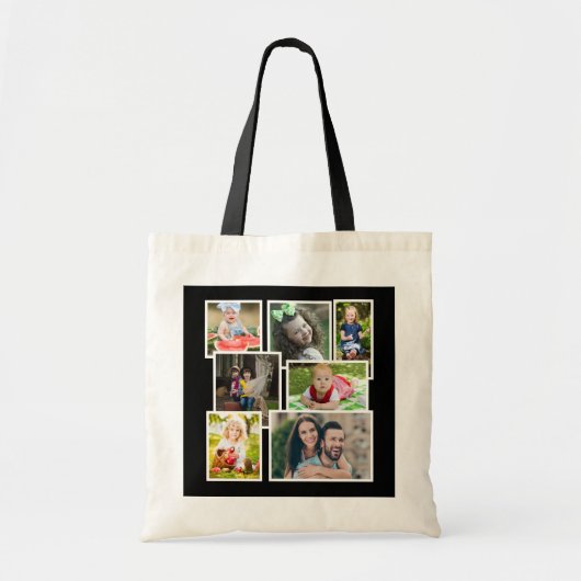 Maak je eigen 7 familiefoto collage Zwart Tote Bag (Voorkant)