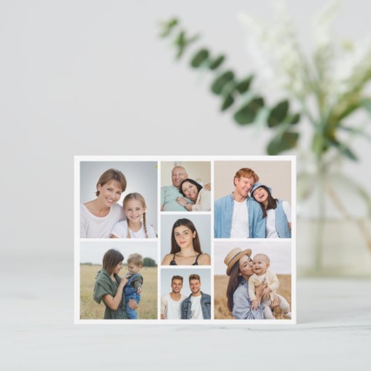 Maak Je Eigen 7 Foto Collage Briefkaart (Staand voorkant)