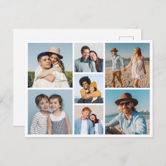 Maak Je Eigen 7 Foto Collage Briefkaart (Voorkant / Achterkant)