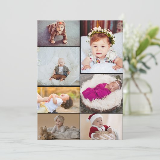 Maak je eigen 7 foto collage feestdagenkaart (Staand voorkant)