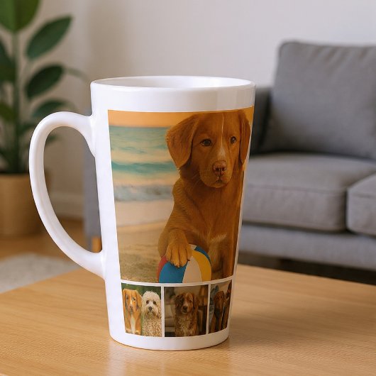 Maak je eigen 7 foto collage gepersonaliseerd latte mok