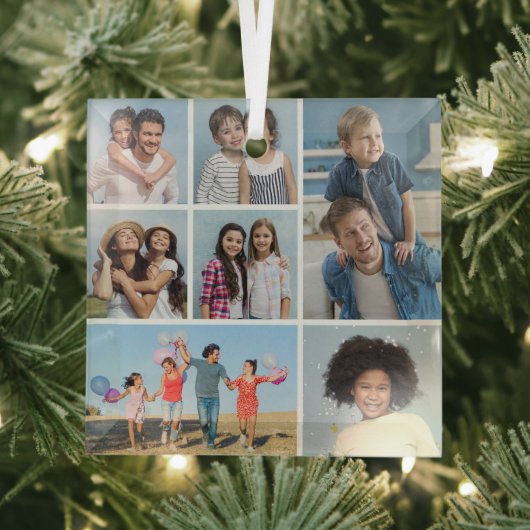 Maak Je Eigen 7 Foto Collage Glas Ornament (Insitu)