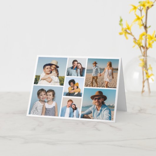 Maak Je Eigen 7 Foto Collage Kaart (Gele Bloem)