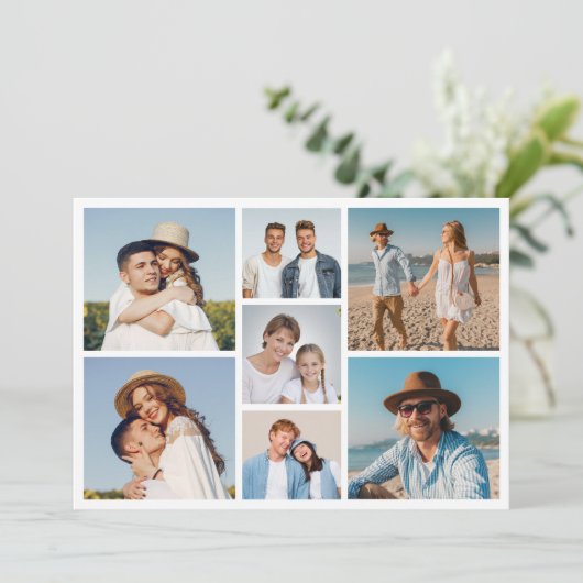 Maak Je Eigen 7 Foto Collage Kaart (Staand voorkant)