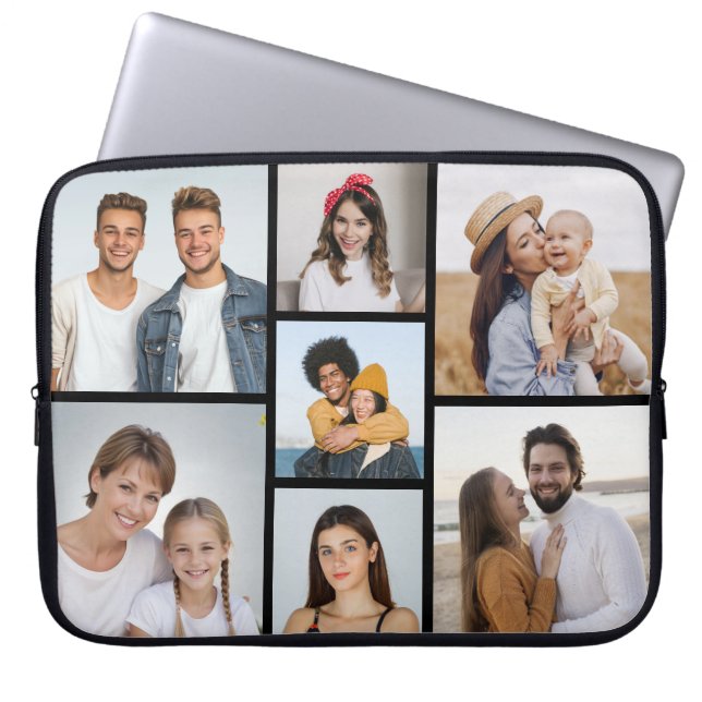 Maak Je Eigen 7 Foto Collage Laptop Sleeve (Voorkant)