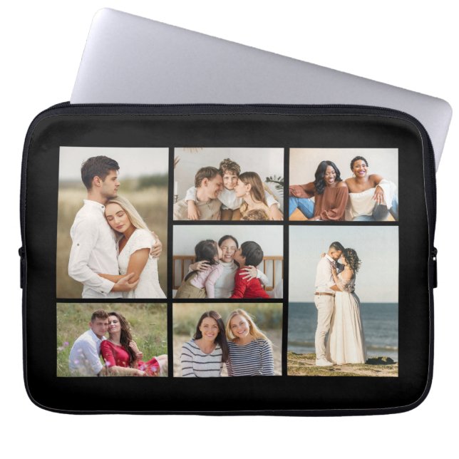 Maak Je Eigen 7 Foto Collage Laptop Sleeve (Voorkant)