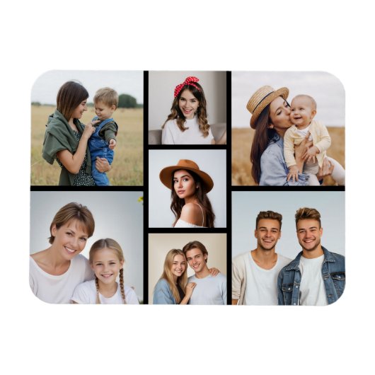 Maak Je Eigen 7 Foto Collage Magneet (Horizontaal)