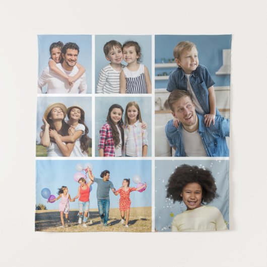 Maak Je Eigen 7 Foto Collage Wandkleed (Voorkant)