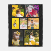 Maak Je Eigen 7 Foto Collage Zwart Fleece Deken (Voorkant)