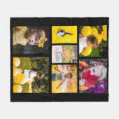 Maak Je Eigen 7 Foto Collage Zwart Fleece Deken (Voorkant (Horizontaal))