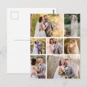 Maak Je Eigen 7 Foto Trouwcollage Briefkaart (Voorkant / Achterkant)