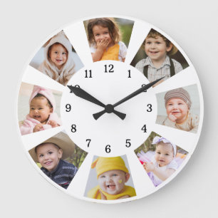 Maak Je Eigen 8 Familie Foto Collage Frame Wit Grote Klok