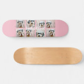 Maak Je Eigen 8 Foto Collage Aangepaste Naam Roze Persoonlijk Skateboard (Horizontaal)