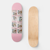 Maak Je Eigen 8 Foto Collage Aangepaste Naam Roze Persoonlijk Skateboard (Voorkant)