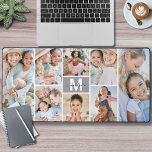 Maak je eigen 8 foto collage bureaumat<br><div class="desc">Gepersonaliseerde Initiaal Naam Monogram Fotocollage Desk Mat. Voeg een persoonlijke en stijlvolle touch toe aan uw werkruimte met deze aangepaste bureaumat, ideaal als een kantoor-accessoire of extra groot muismatje voor uw thuiswerk. Het ontwerp is voorzien van een grijs doosje in het midden met een heldere witte initialen letter en een...</div>